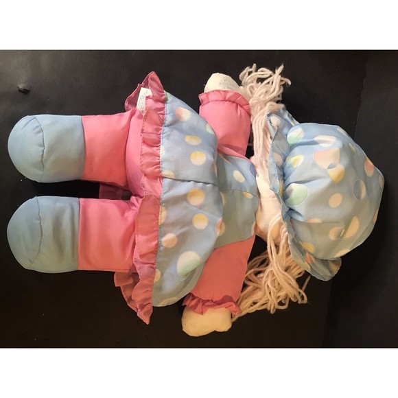 Vintage Well Made Doll Blonde Hair Blue Eyes 14" Tall Stuffed Pink and Blue - Picture 5 of 6